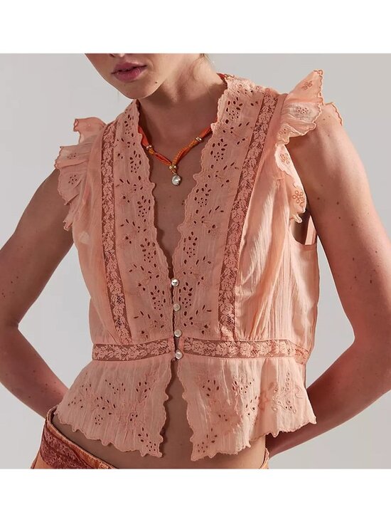 Free People Tops - Free People Day Dreamer Top Boho Chic Feminine Vintage Embroidered Womens L
